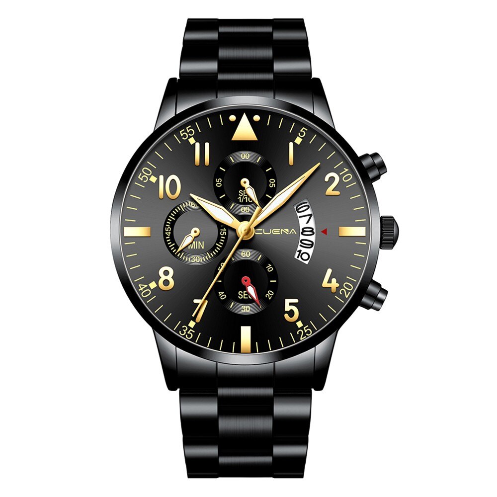 Relogio masculino horloges heren sport roestvrij stalen kast leren band horloge quartz zakelijk polshorloge reloj hombre: J