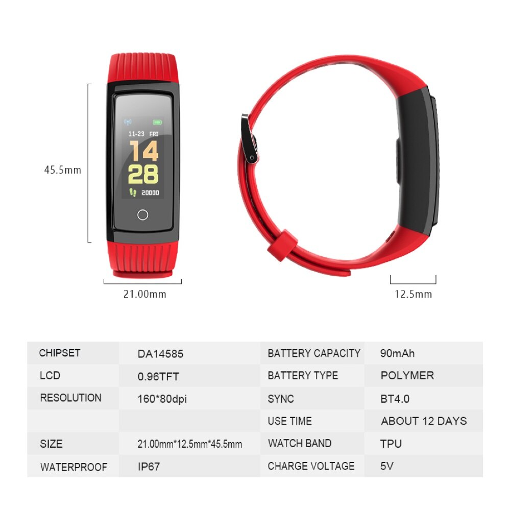 V5s ip67 vattentäta bluetooth pulsmätare fitness sport smart armband