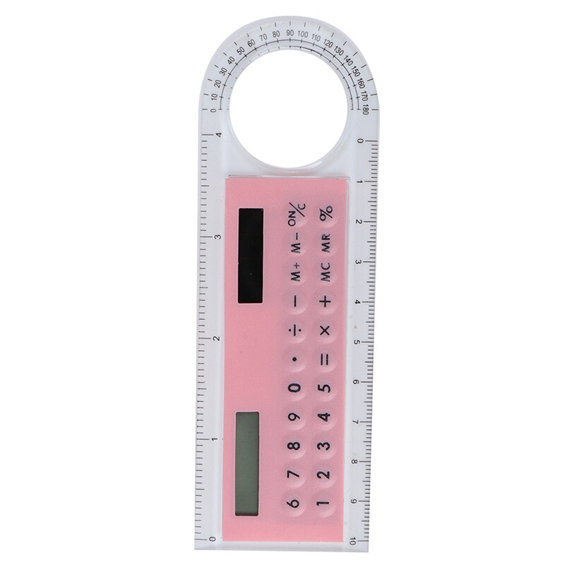 10cm Solar Mini Calculator Magnifier Multifunction Ruler School Office Supplies 1Pcs: pink