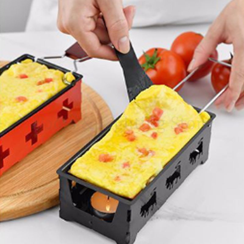 Non-stick Cheese Oven Mini BBQ Grill Melter Pan Tray with Foldable Wooden Handle Kitchen Baking Tool