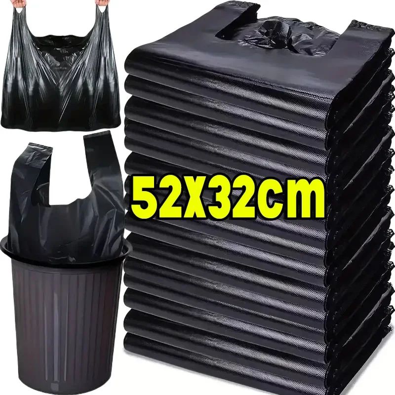 10/500PCS Disposable Black Garbage Bag Durable Handheld Vest Garbage Bag Kitchen Bedroom Toilet Household Storage Tools: 120x140cm