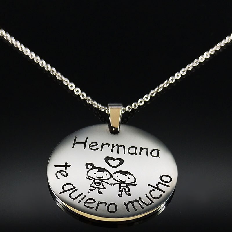 Hermana-collar de acero inoxidable para mujer, gargantilla de Color plateado, collares y colgantes, joyería para mujer N186715
