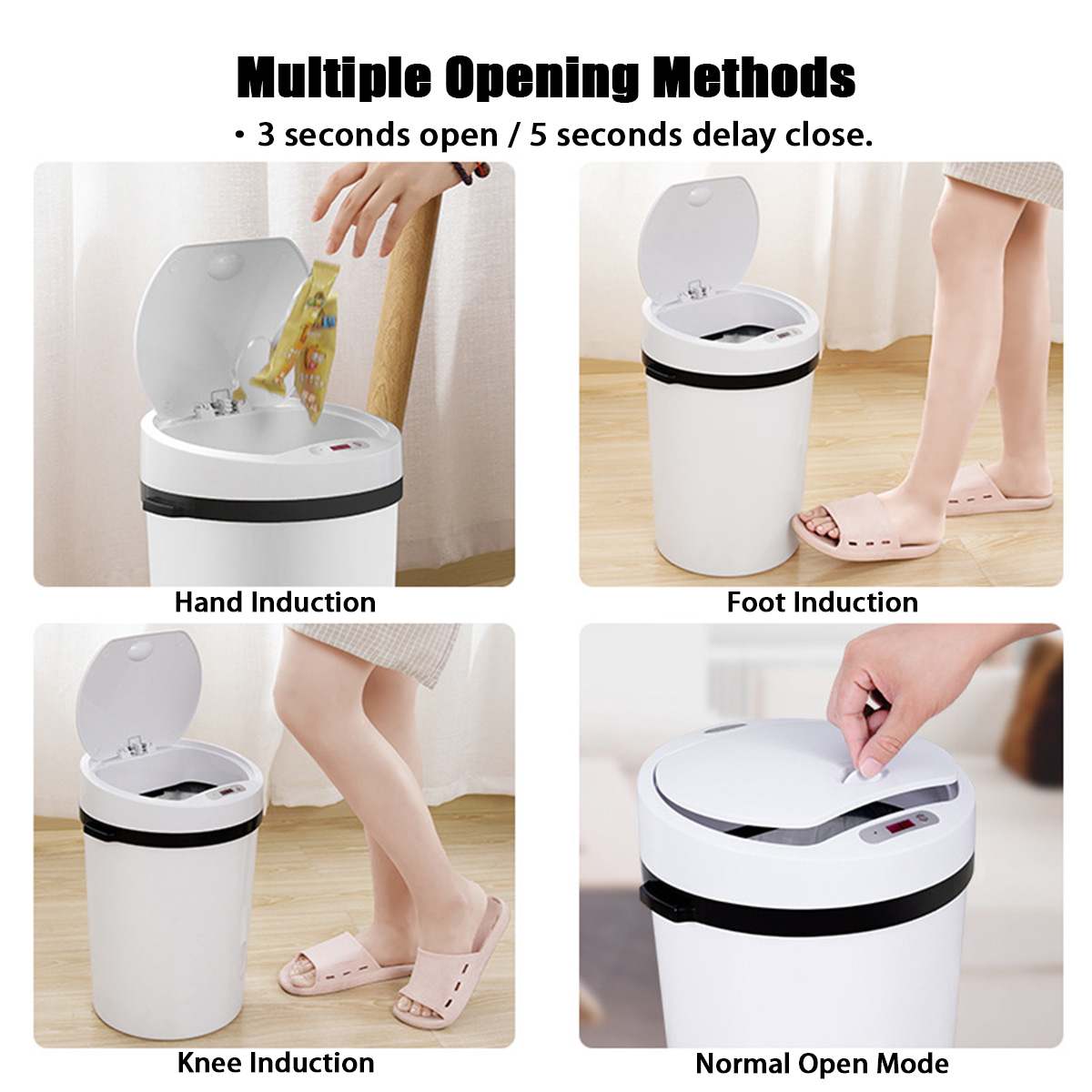 16L Intelligent Sensor Trash Can Automatic Sensor Dustbin Smart Electric Waste Bin Home Rubbish Can For Kitchen Bathroom Garbage