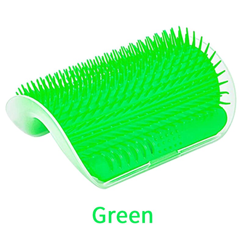 Brosse de Massage d&#39;angle mural pour chat, auto-toilettage avec cataire herbe-aux-chats doux, brosse pour le visage avec un peigne chatouillant, fournitures de toilettage pour animaux de compagnie: Green