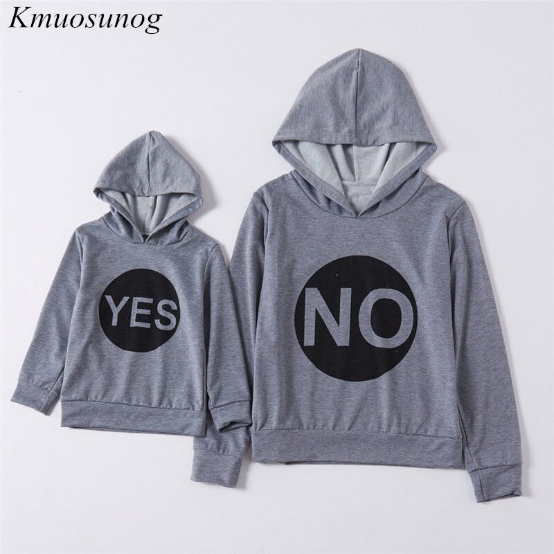 Maman et moi vêtements "oui" "non" lettre imprimé automne maman fille sweat sweat à capuche décontracté maman fils tenues C0530
