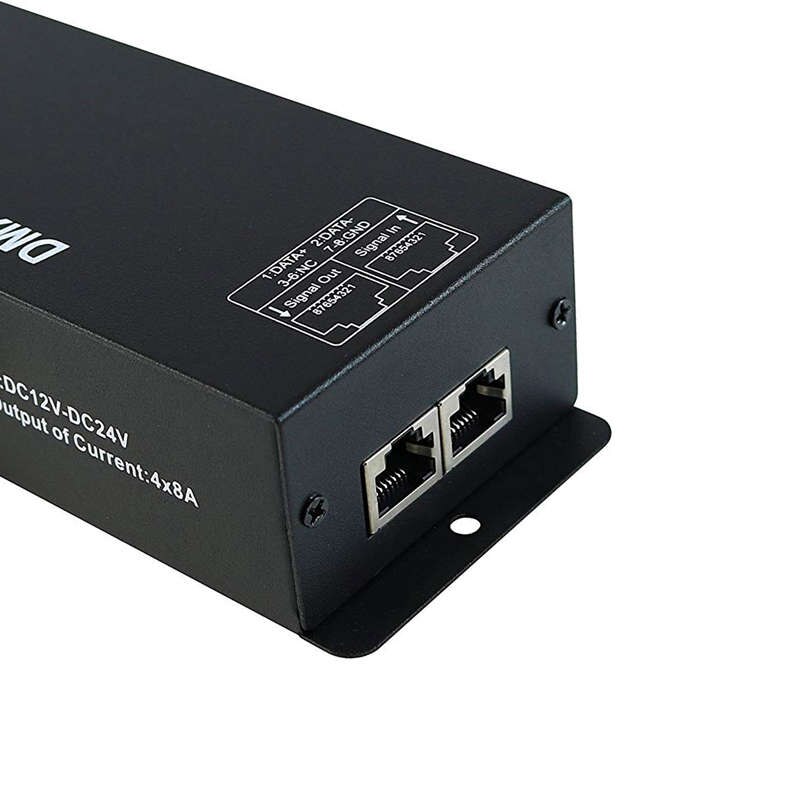 Dmx 512 digitale display decoder, dimmer driver dmx 512 controller voor led rgbw tape strip licht  rj45 aansluiting  dc12-24v 20a (4 c