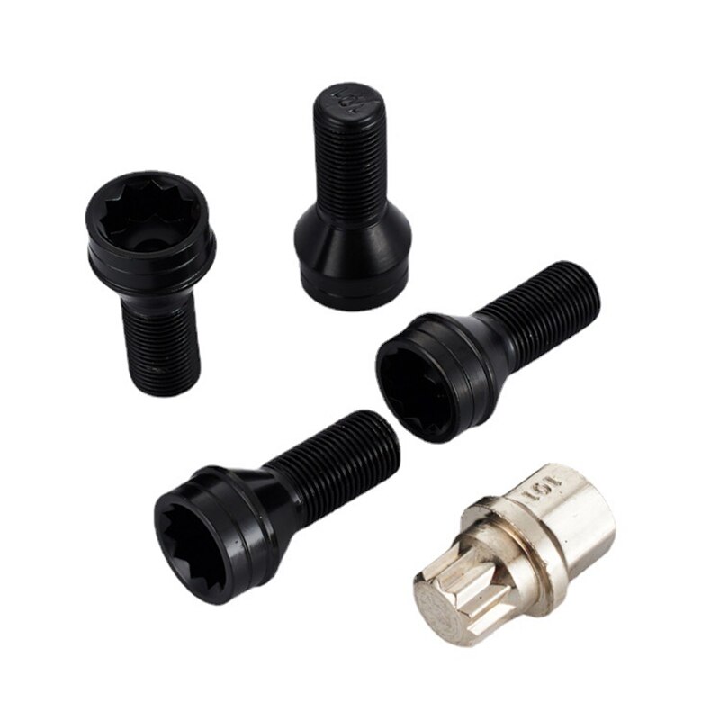 1 Set 36136776076 M14 x 1.25 Roue Boulons De Verrouillage Écrou antivol Noir + Clé Pour BMW Mini R50 R52 R53 fd076