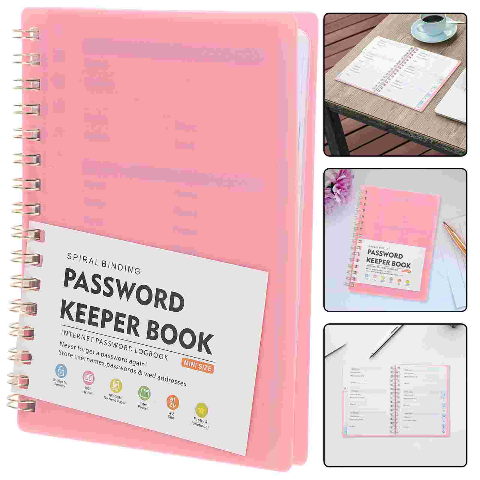 Portable Password Book Small Internet Address Notebook Websites Address Book With Alphabetical Tabs Practical Notepad Notebooks: Pink