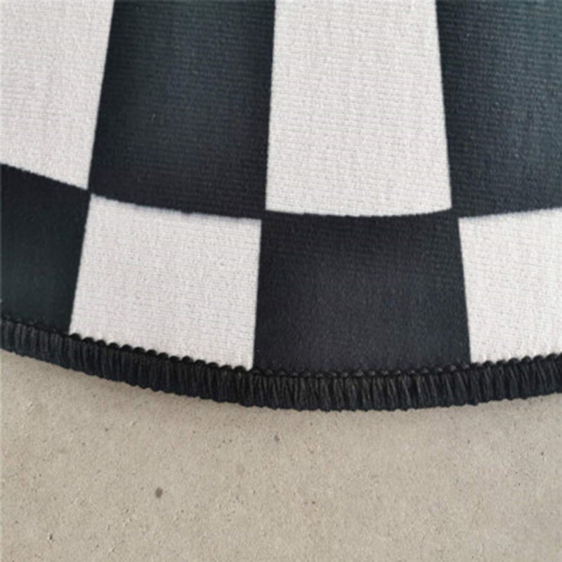 3D Illusion Vortex Swirl Print Optical Illusion Area Rug Black White Bottomless Hole Grid Non-Slip Doormat Mats for Home