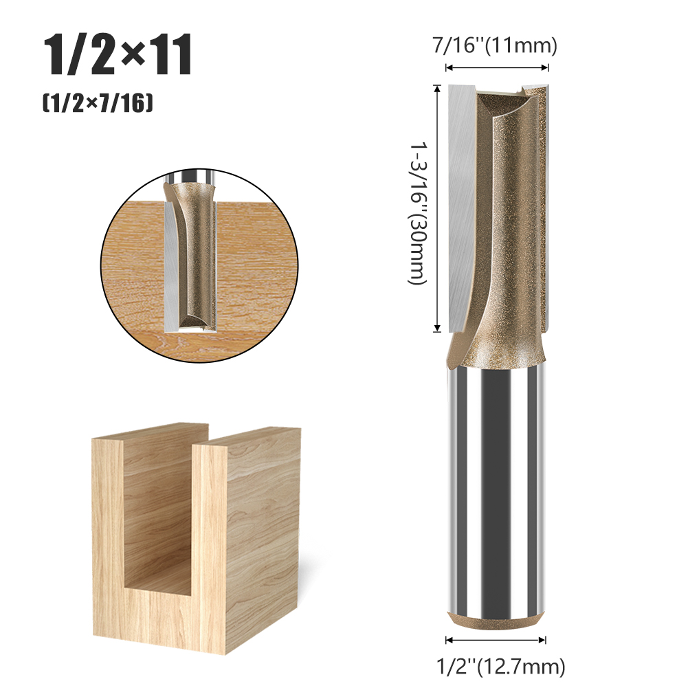 Broca recta de carburo de tungsteno, enrutador de doble flauta única, cortador de fresado de madera para herramienta de carpintería, diámetro de 3-25mm, vástago de 1/2 pulgadas: 10.5 mm