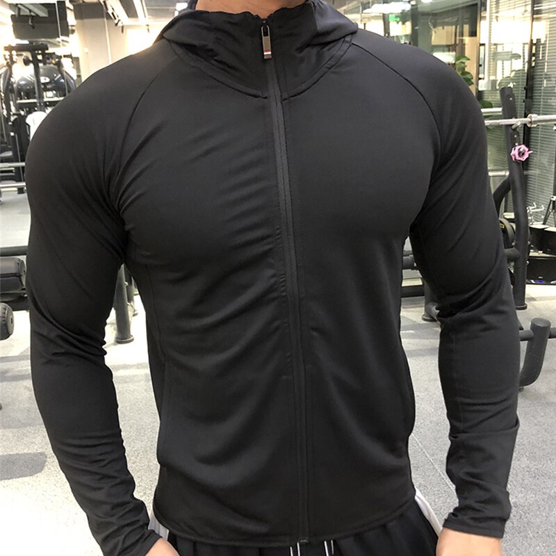 Camisas deportivas de manga larga para hombre, ropa deportiva con capucha para correr y hacer ejercicio al aire libre