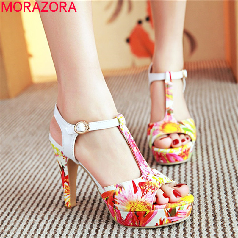 MORAZORA 2020 grande formato 46 sandali delle donne di estate fibbia tacchi alti sandali della piattaforma open toe eleganti scarpe da sposa donna