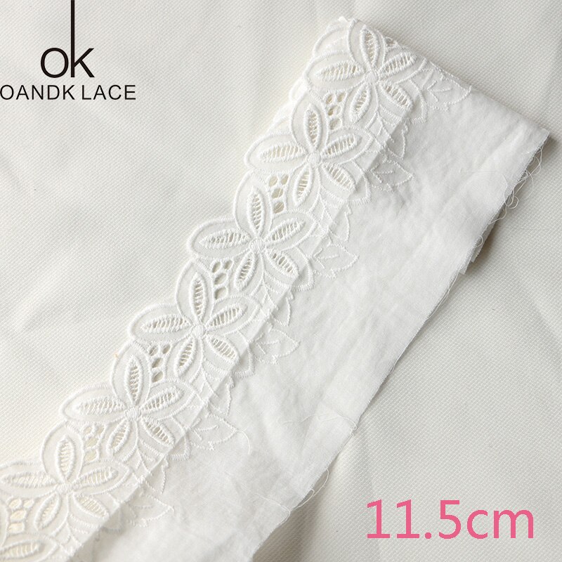 Tecidos bordados de renda 100% algodão, 1 jarda/lote, roupas, renda, acessórios de costura, faça você mesmo, artesanato em branco-dc: Default Title