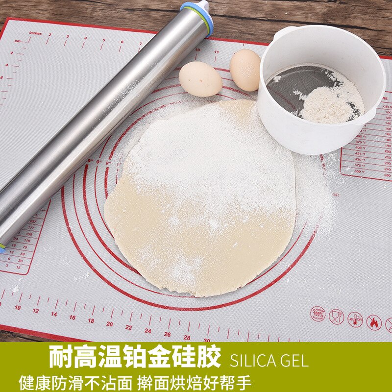 17 Inch Stainless Steel Adjustable Thickness Rolling Pin Scale Rolling Pin Silicone Kneading Pad