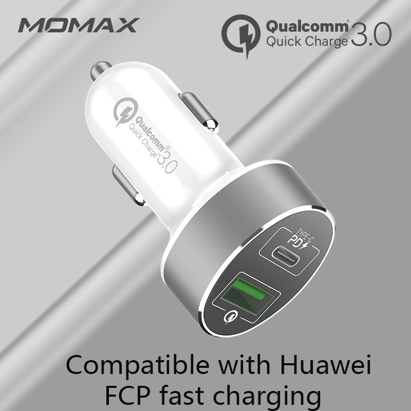 Lading van MOMAX PD auto ondersteuning (36 W) twee-weg outlet, opladen tegelijkertijd PD + QC3.0, twee quick lading Veel compatibel