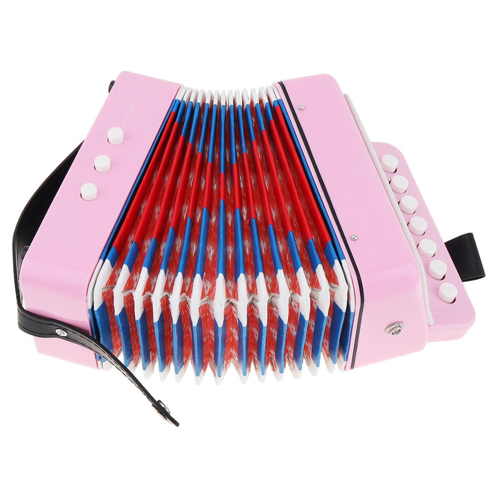 7 nyckel mini barn dragspel 2 bas pedagogiska barn nybörjare musikinstrument 3 färger valfritt: Rosa