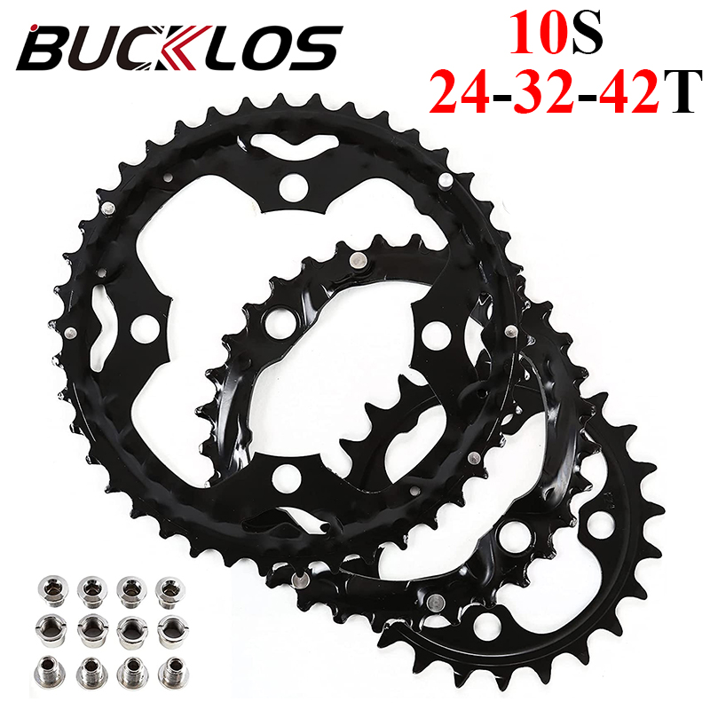 BUCKLOS 104/64 BCD plato de bicicleta 22T 24T 26T 32T 38T 42T 44T MTB plato 9S 10S rueda de cadena de bicicleta de montaña piezas de bicicleta: YELLOW