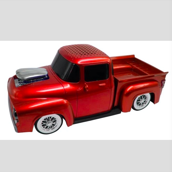 EONKO WS-538BT Pickup Truck Car Shaped Bluetooth Speaker with TF USB FM Selfie LED Light Display Rechargeable Battery: Red