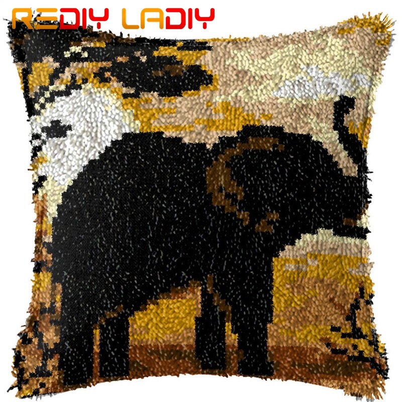 Latch Hook Kits Make Your Own Cushion Two Lovely Cats Printed Canvas Crochet Pillow Case Latch Hook Cushion Front Hobby & Crafts: BZ930