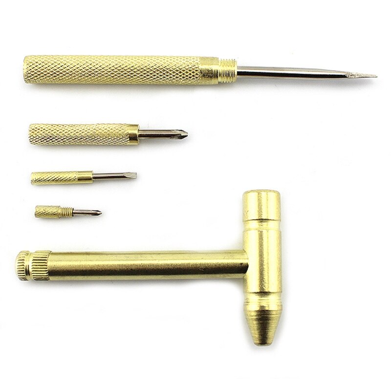 066E Pocket DIY Tools Copper Plated Hammer with Screwdriver Ideal Tool for Watchmaker Jewelers Eating Walnuts Driving Nails