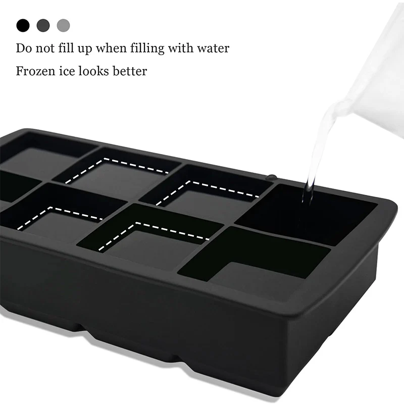 Bandeja para cubitos de hielo de silicona con rejilla 4/6/8, molde grande para cubitos de hielo, fabricante de cubitos de hielo cuadrado, molde para cubitos de hielo reutilizable de alimentaria, molde para hielo de whisky