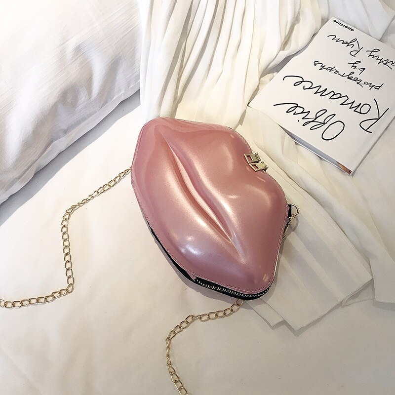 Lèvres forme PVC sacs à main solide fermeture éclair sac à bandoulière bandoulière messager téléphone pièce sac soirée fête embrayages Bolsas Feminina Saco