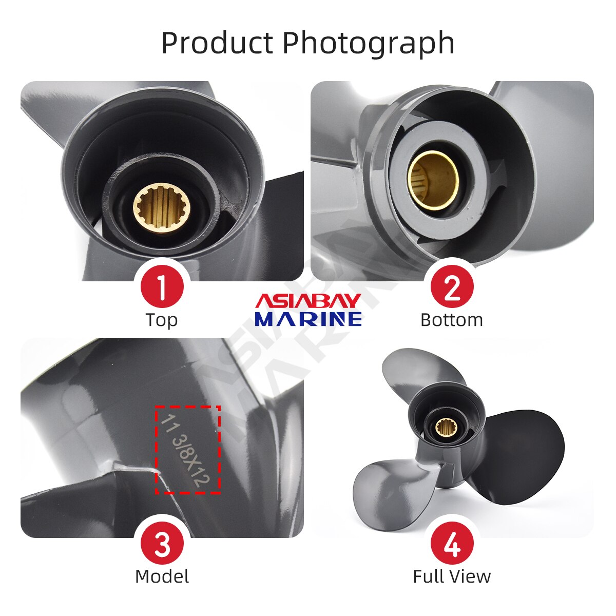 Outboard Propeller For Honda 35hp 40hp 50hp 60hp 11 3/8*12 Boat Motor Aluminum Alloy Screw 3 Blade 13 Spline Marine Engine Part