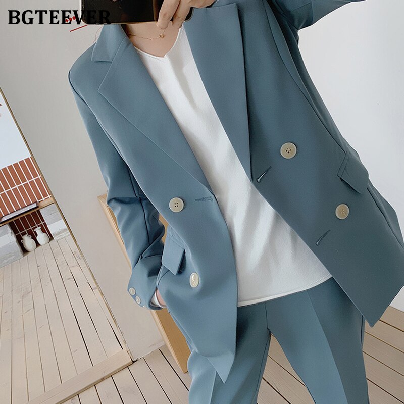 Tailleur 2 Pièces Femme Travail Décontracté Bureau Blazer Un Bouton Pantalon Costumes De Veste Formelle Ensemble Couleur Unie Slim Entreprise Formel