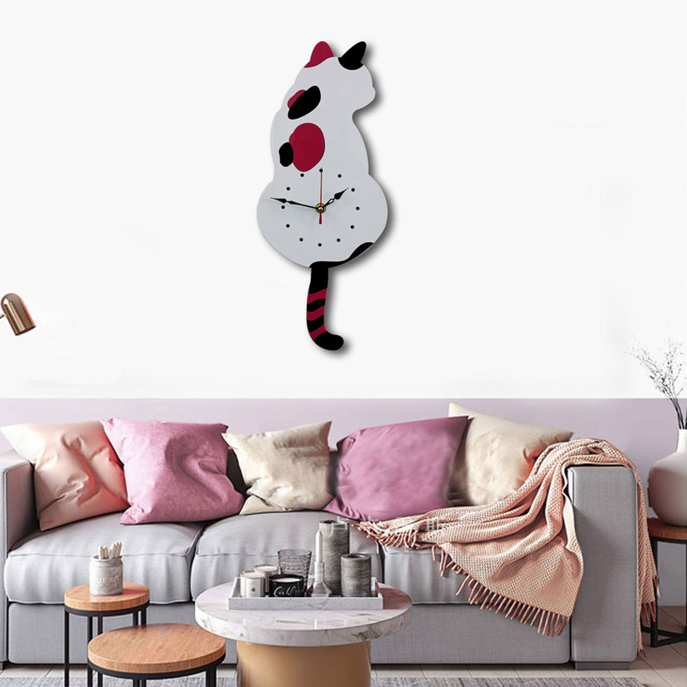 Wall Decoration Wagging Tail Cat Wall Clock For