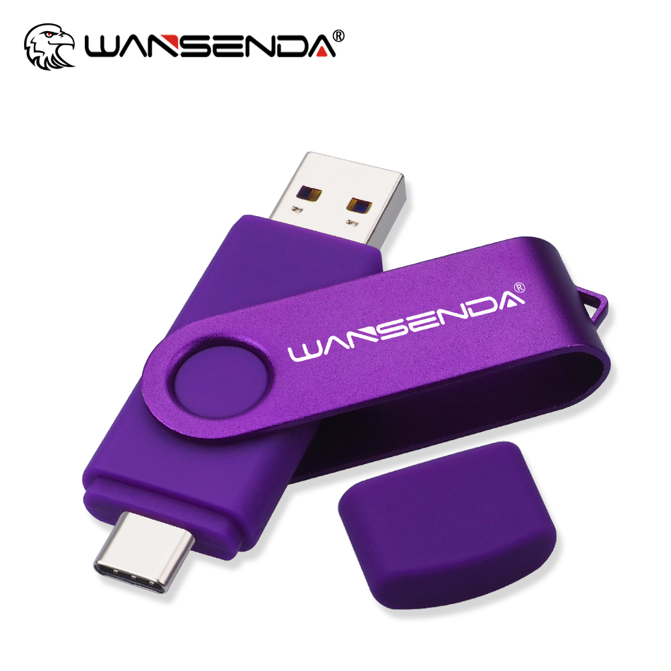WANSENDA TYPE C USB 3,0 unidad Flash Metal Pen Drive 512GB 256GB 128GB 64GB 32GB 16GB memoria Stick 2 en 1 Pendrives de alta velocidad