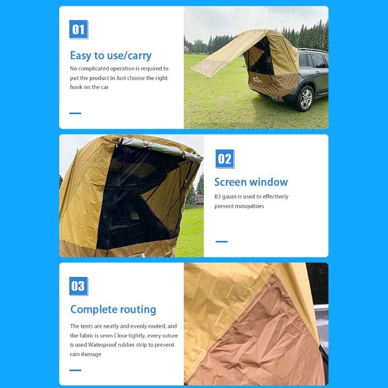 Kofferbak Tent Zonnescherm Regendicht Achterklep Schaduw Luifel Tent Voor Auto Self-Driving Tour Barbecue Outdoor Camping
