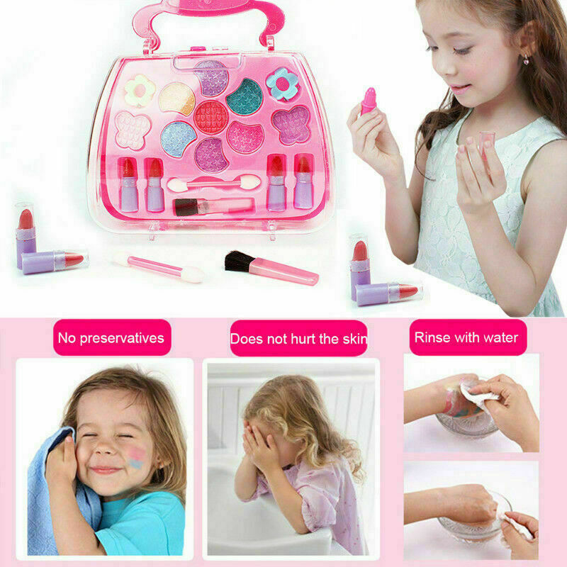 Girls Makeup Toy Safe Kids Cosmetics Make up Set Washable Beauty Makeup Box Baby Toys for Girls Birthday Pretend Play