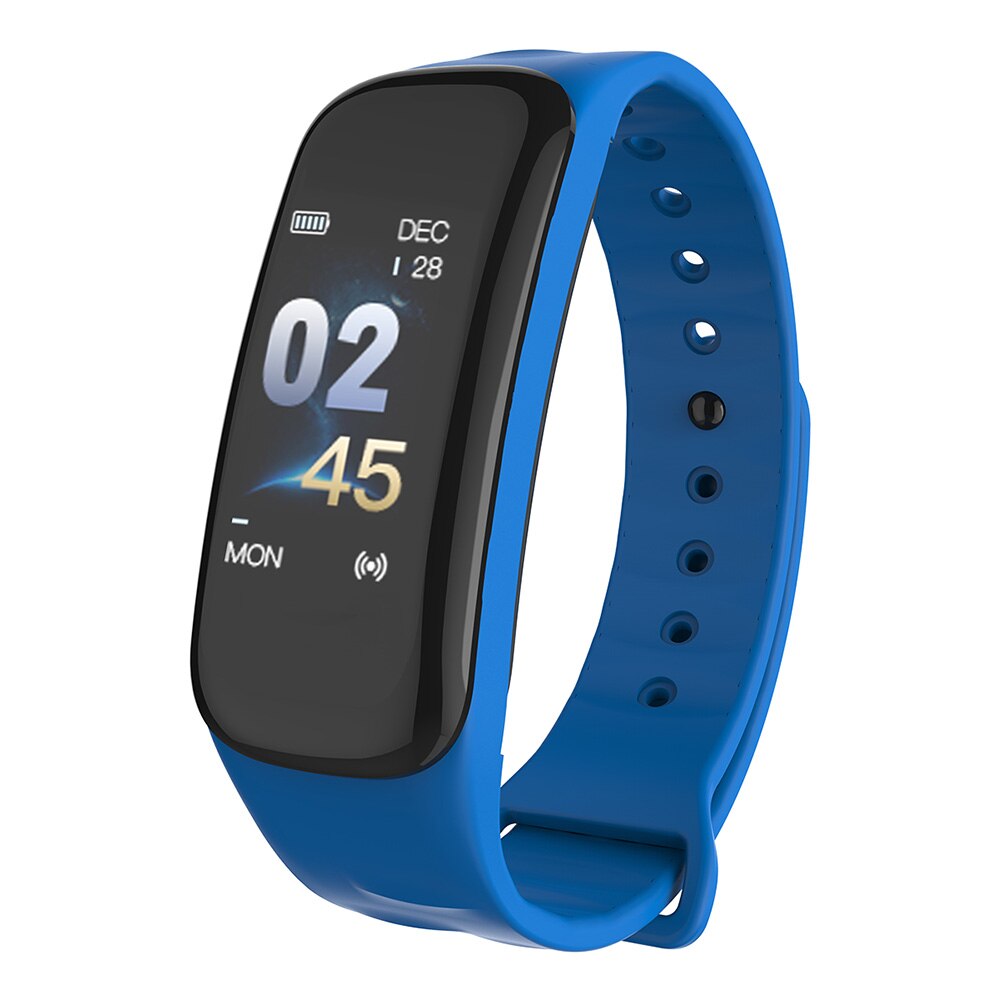 Smart band Blood pressure measure Color OLED Screen C1 plus Fitness tracker Heart rate monitor Waterproof Smartband Watch Sport: Blue