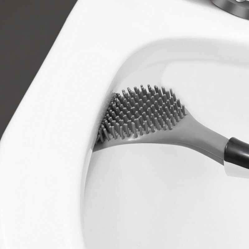 Silikone toiletbørste husholdningsstansefrit rengøringsværktøj tpr flad toiletbørste badeværelse vægmonteret badeværelsestilbehør