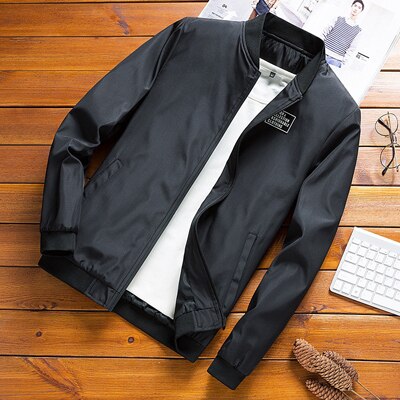 Dimusi bomberjakker til mænd til #39 overtøj slim fit tynde frakker mænd streetwear baseballjakker chaqueta mærke tøj 8xl: Sort / M