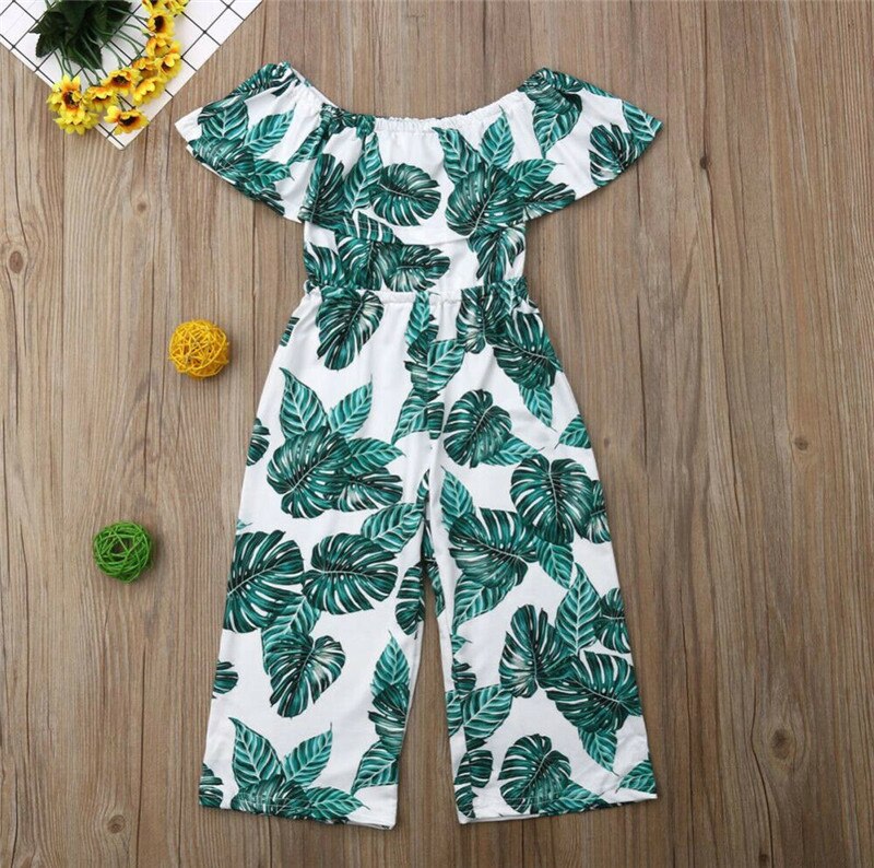 CANIS CALDO children 'tuta Del Bambino Del Bambino Delle Ragazze increspature foglia Floreale stampato Body e Pagliaccetti pantaloni Della Tuta Abiti casaul Vestiti