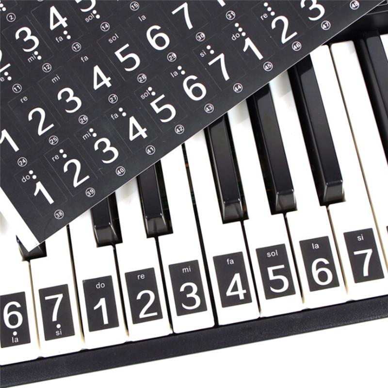 Teclado de Piano pegatina extraíble transparente 37/49/54/61/88 tecla para niños principiantes práctica Piano