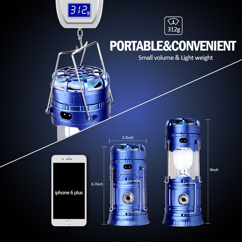 T-sunrise led campingbelysning utomhustält campinglykta hopfällbar solficklampa lampa med mini fläktlinje uppladdningsbar