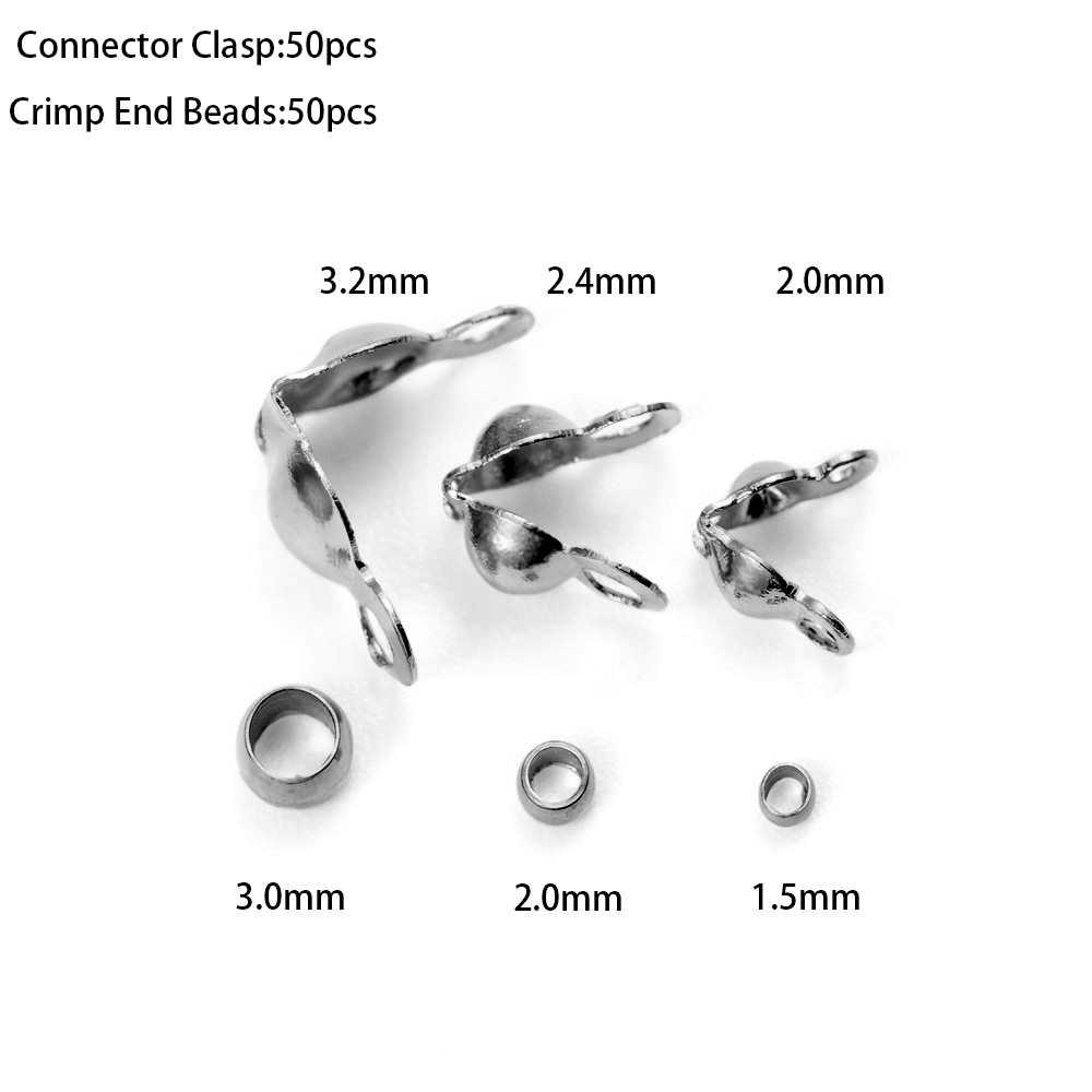 Fermoir de connecteur plaqué or en acier inoxydable, 50 pièces/lot, perles à sertir pour Bracelet, collier, chaînes, fournitures de fabrication de bijoux à faire soi-même: 14mm / Black
