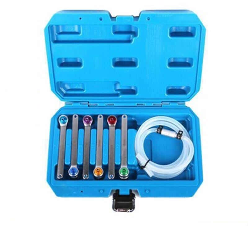 6pc Brake Bleeder Hose Set Wrench and Check Valve Set 6 Point