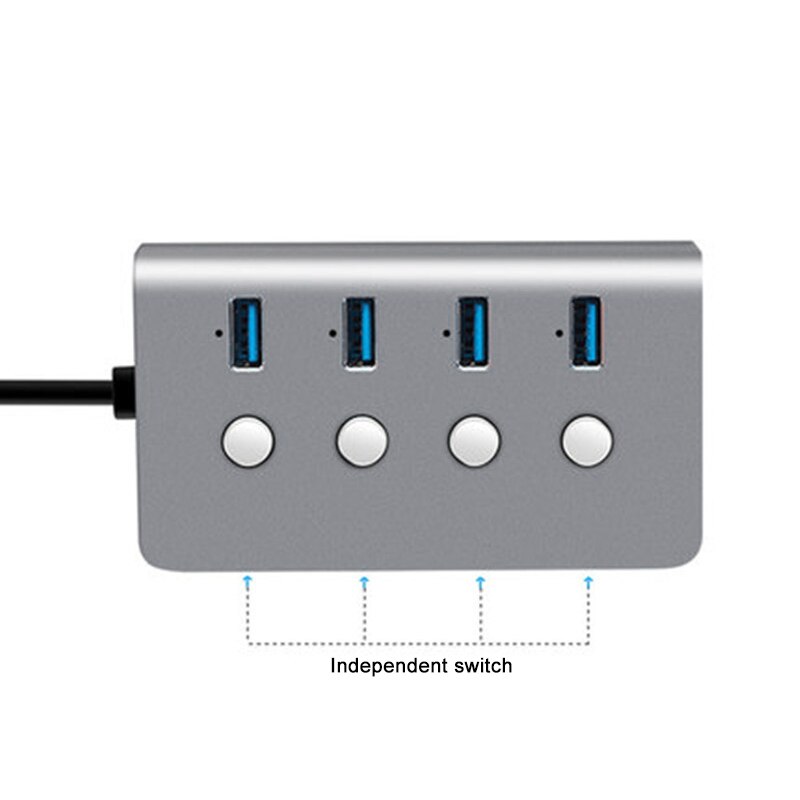 3,0 USB 4-Hafen hoch-Geschwindigkeit Hub Aluminium Legierung Unabhängige Schalter Geschmack Hub Computer Splitter Erweiterung Dock