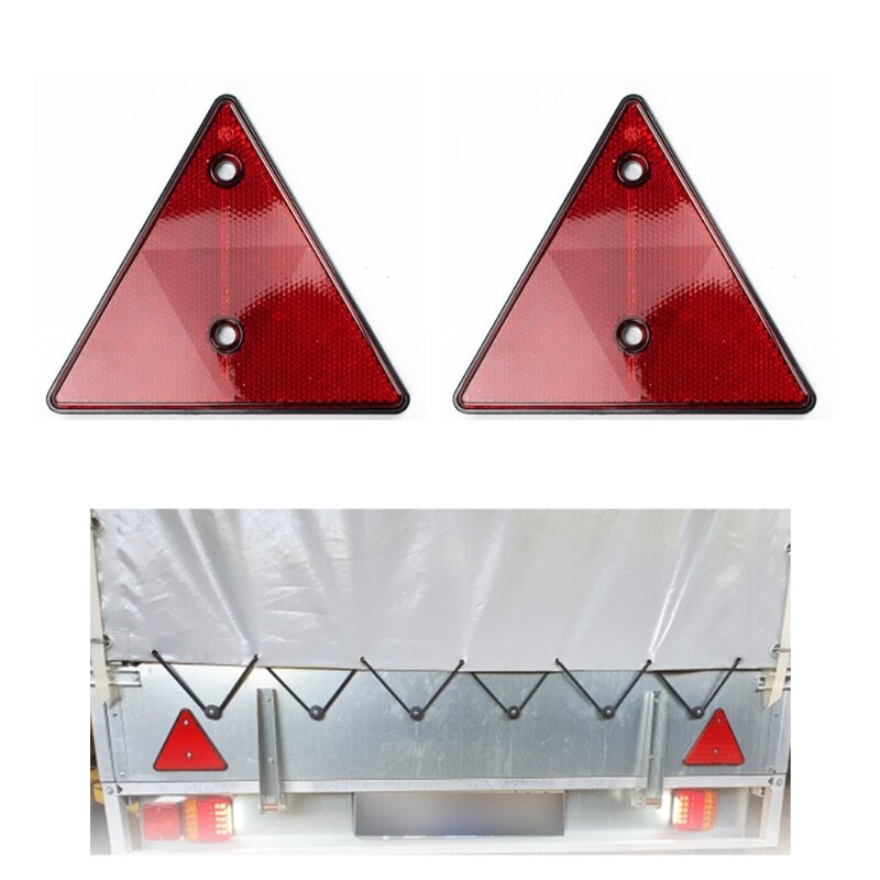 Red Rear Reflectors Triangle Reflective for Gate Posts Safety Reflectors Screw Fit for Trailer Motorcycle Caravan: Default Title