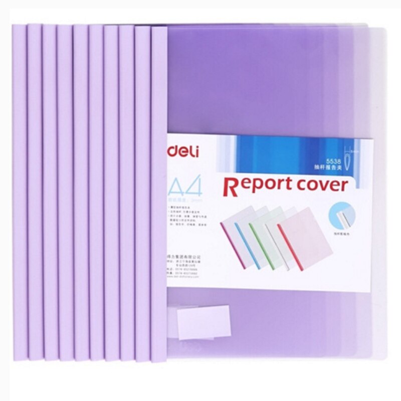 Deli 10pcs/set report cover opaque document clamp Triangle match the transparent sheet colorful light and flexible cover clamps