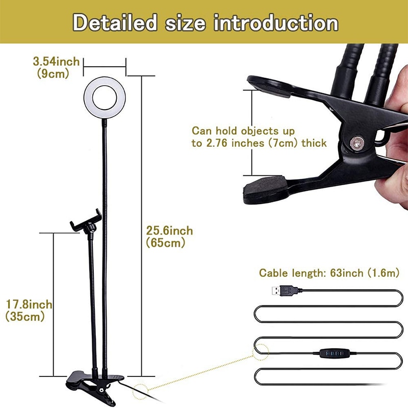 flexibel Schreibtisch praktisch Halfter Einbeinstativ Halterung mit LED Ring-Licht Lampe Tabletop Stehen Stative für Video Blogger