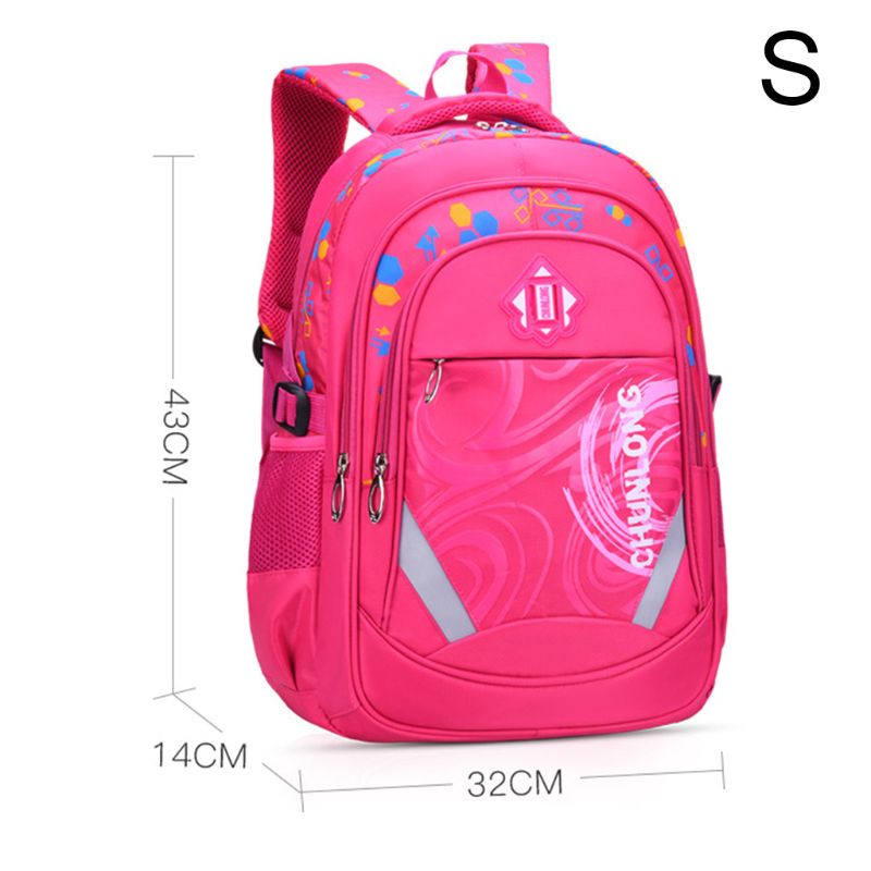 Draagbare Nylon Rugzak Schooltas Rugzak Bookbags Dagrugzak Reflecterende Band: Hot pink S