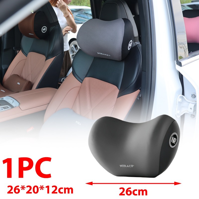 Juego de cojines de asiento de espuma viscoelástica para coche, reposacabezas y soporte de almohada Lumbar para comodidad de conducción, accesorios de cojín para el cuello trasero del coche: BLANCO