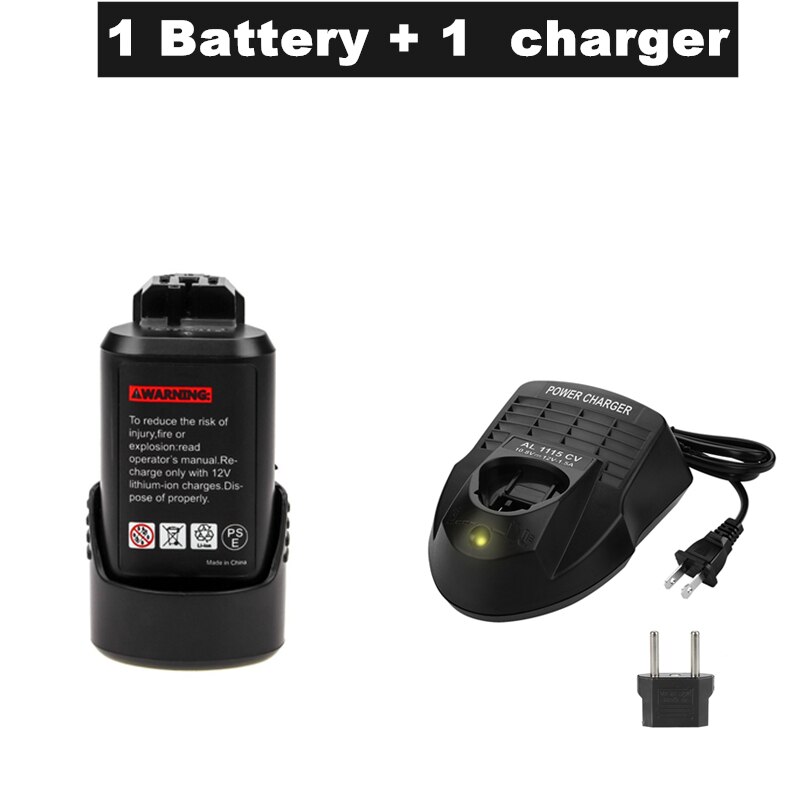 12V 3000mAh Li-ion Rechargeable Battery pack replace for BOSCH cordless Electric screwdriver BAT411 BAT412 BAT412A PS20-2 PS40-2: 1 battery 1 charger