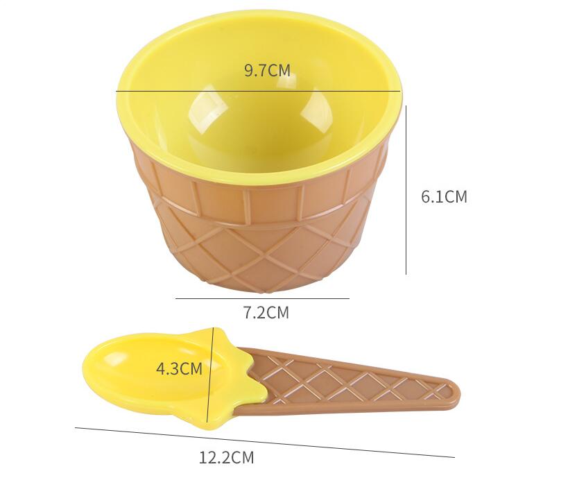 Børn bordsæt sæt pakning baby is form skål plast dessert skål container sæt is kop
