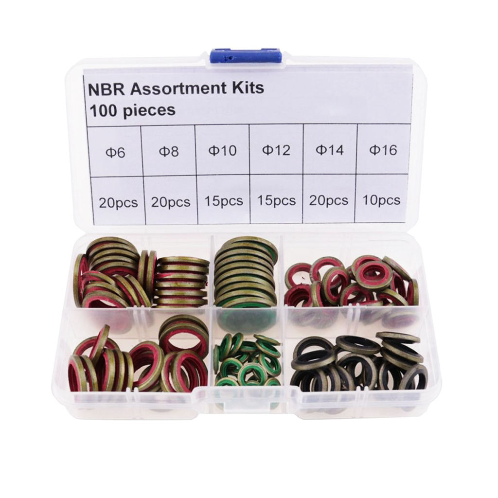 2x100 Pieces Self-Centered Seal Gasket Washer M6 M8 M10 M12 M14 M16 Assortment