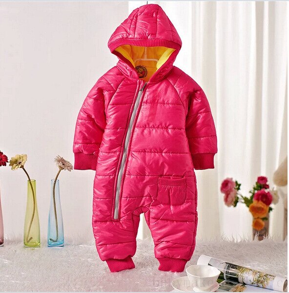 Schneeanzug Baby Schnee tragen Baumwolle Gepolstert Einem Stück Warme Oberbekleidung freundlicher Overall Strampler freundlicher Winter Gesamt Neugeborenen Parkas: Rose rot / 12m